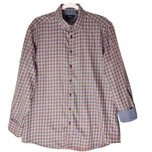 Sand Copenhaven 2 Ply Button‎ Up Shirt Mens 43 LS Contract Cuff Colorful Multi